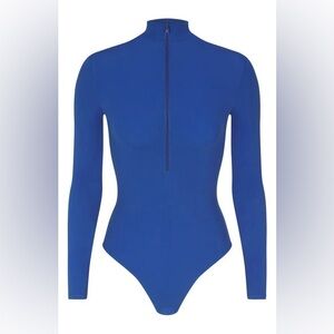 SKIMS Fits Everybody Long Sleeve Zip-up Bodysuit Sapphire